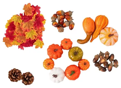 Produktbild von Herbstdekoration mit Gemüsekorb und Ornamenten