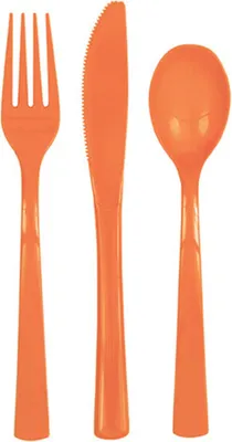Obrázok produktu pre Plastová sada príborov 18-dielna oranžová - jedna veľkosť