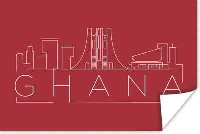 Produktbild von MuchoWow® Poster Skyline "Ghana" auf rotem Hintergrund 90x60 cm - Schlafzimmer