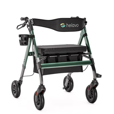 Produktbild von Helavo Extra breiter Schwerlastrollator mit Pannensicheren Vollgummireifen für Draußen, bis 226 kg