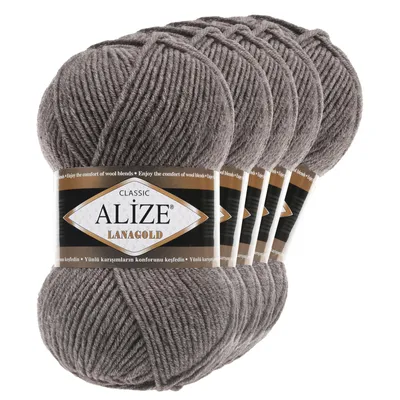 Produktbild von 5 x 100 g ALIZE Lanagold 49% Wolle Strickgarn Winterwolle Schurwolle Farbwahl