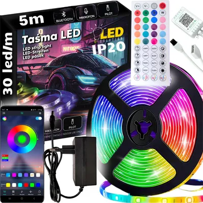 Obrázok produktu pre RGB LED pás 5m 150 LED neónových svetiel hudobné ovládanie aplikácia diaľkového ovládania