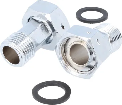 Produktbild von tecuro Wasserzähler Verschraubungen 3/4 Zoll ÜWM x 1/2 Zoll AG - 2-er Set, MS-verchromt