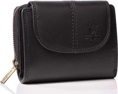Produktbild von Leder Damen Geldbörse er RFID/NFC Schutz Brieftasche Frauen Kompakt Größe Portemonnaie Hochformat (Schwarz)