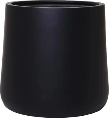 Image de VIVANNO Pot de fleurs en fibre de verre VEKRA Rond, noir mat - 42x40 cm
