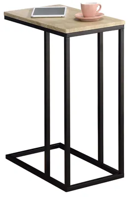 Produktbild von Beistelltisch DEBORA, praktischer Wohnzimmertisch in C-Form, schöner Couchtisch Tischplatte rechteckig in Sonoma Eiche, eleganter Sofatisch mit Metallgestell in schwarz