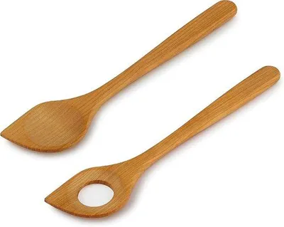 Image de Lot de cuillères en bois pointues, ustensiles de cuisine, résistantes à la chaleur, antibactériennes, anti-rayures