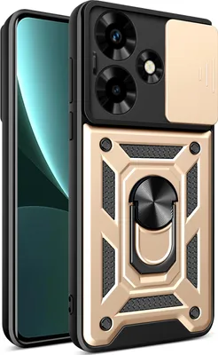Produktbild von Hülle für Infinix Hot 30 mit Ring Ständer Halter Dia Kameraschutz TPU PC Hybrid Handyhülle Gold