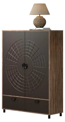 Produktbild von Fusion - Highboard - Dunkelbraun/Perlbronze - Hochzeitsschrank mit elegantem Muster - (BxHxT) 120 x 163 x 42 cm - chinesischer Stil - Soft-Close-Funktion
