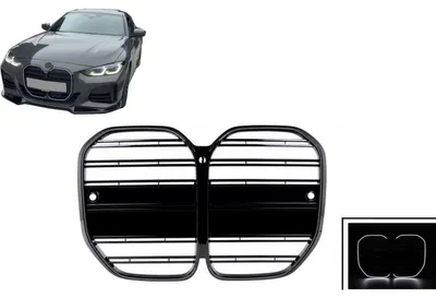 Imagen del producto de Rejilla delantera tipo "riñón" con luces LED para BMW Serie 4 G22 Coupé y G23 Cabrio, modelos 2020-2025.