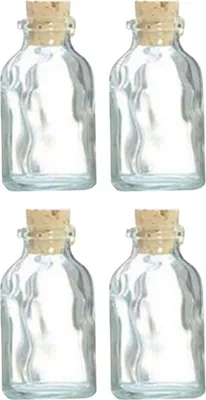 Produktbild von 4 Mini-Glasflaschen 6 cm mit Korkverschluss