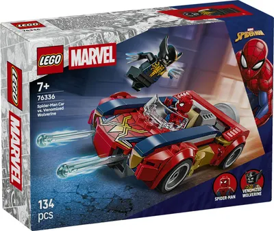Productafbeelding van LEGO | Marvel Spider-Man Auto vs. Venomized Wolverine - Superheldenspeelgoed met speelgoedauto - Constructiespeelgoed met 2 minifiguren en 2 schietwapens - Cadeau voor jongens vanaf 7 jaar - 76336