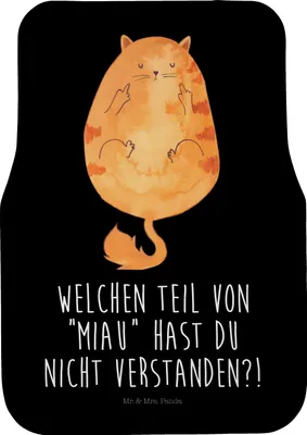 Produktbild von Mr. & Mrs. Panda Automatte Katze Mittelfinger - Schwarz - Geschenk, Auto Teppich, Cat, Autoteppich, Mietze, Fußmatte, Kater, Fürs, Cats, Katzen, Auto-Fußmatte