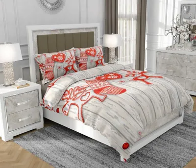Produktbild von Bettwäsche 200x220 cm + 2x70x80 cm, 3-teilig, 100% Baumwolle, Satin, Reißverschluss, Rot - SOVIO | So.8010