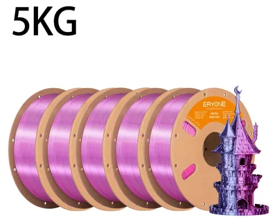 Obrázok produktu pre Filiament pre 3D tlač PLA – Matný hodvínny povrch, dvojfarebný – Vhodné pre technológiu FDM – Priemer 1,75 mm ±0,03 mm – Zmena farby – 5 kg, ružová/červená/modrá