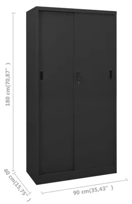 Produktbild von vidaXL Büroschrank mit Schiebetür Anthrazit 90x40x180 cm Stahl