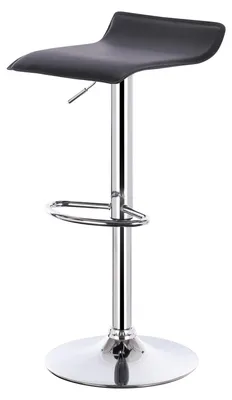 Image de Tabouret de bar - Hauteur réglable de 62 à 84 cm - Similicuir - Pivotant - Rembourré - Acier chromé - Noir