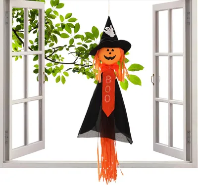 Produktbild von Halloween Deko Schaurige Kürbis-Hexen Deko Für Garten Vorgarten | Aufhängbar Skurriler Anhänger Für Garten Wand Fenster Terrasse Schlafzimmer