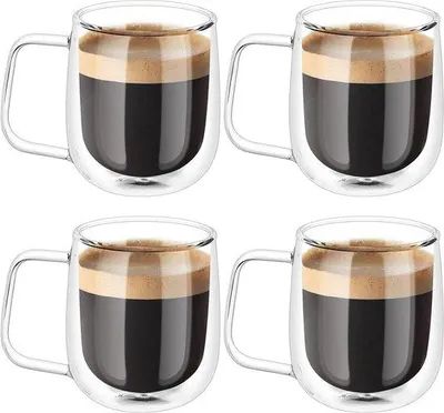 Produktbild von Famanu Doppelwandige Kaffeegläser für Espresso, Latte und Macchiato - Set von 2 Stück