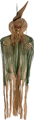 Produktbild von Scary Vogelscheuche Hängefigur mit Bewegung, Licht & Sound 170cm