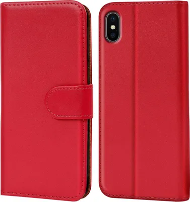 Produktbild von Conie Klapp Tasche für iPhone X / XS Kartenfach Rundumschutz Hülle in Rot