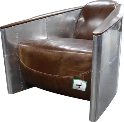 Produktbild von Aviator Sofa Sessel Echtleder Couch club Lounge Vintage Aluminium Flugzeug Retro