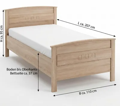 Produktbild von Seniorenbett 100x200 Komfortbett Eiche Sonoma Nachbildung |höhenverstellbar #1919