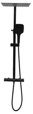 Immagine prodotto di Kit doccia con termostato - Set doccia - Miscelatore per doccia - Doccetta - Soffione - Nero - Rubinetto in Vetroceramica