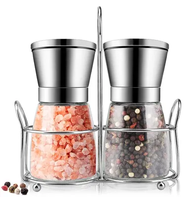Salz- und Pfeffermühle aus Glas, 2er-Set, verstellbarer Mahlgrad