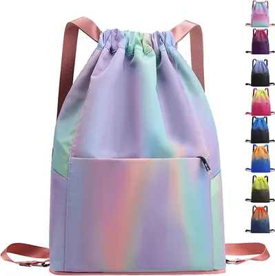 Immagine prodotto di Borsa sportiva con coulisse - Zaino da palestra - Ideale per sport e viaggi - Materiale impermeabile - Ampia capacità - Colore: nero