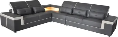 Zdjęcie produktu dla Sofa narożne, tapicerowane, do salonu, nowoczesny design, narożnik w kształcie litery L, zestaw wypoczynkowy, z portem USB i oświetleniem LED