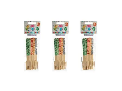 Immagine prodotto di Intertan SA Tessera. Forchette di legno per bambini, 14 cm, confezione da 3 pezzi con 8 forchette ciascuna