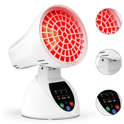 Produktbild von Infrarot-Wärmelampe 150W,Rotlicht-Therapielampe mit Abschaltautomatik bei Umkippen, Tischgerät für Büro & Zuhause
