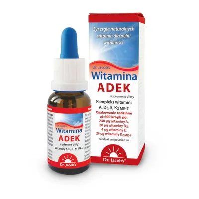 A bottle of Vitamin ADEK supplement with its packaging, presented on a white background.