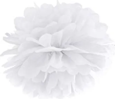 Produktbild von Pompom weiß aus Seidenpapier, Ø 25cm