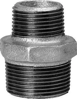 Produktbild von Hermann Schmidt Temperguss 245 Reduktionsdoppelnippel 13245019 DN 32 x 15, 1 1/4" x 1/2", AG/AG, verzinkt