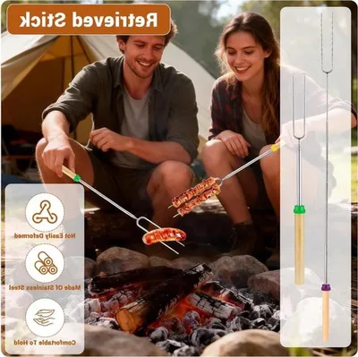 Teleskopische Spieße für den Grill - 8 rostfreie ausziehbare Spieße für Marshmallows, Hotdogs und Brot, perfekt für Camping