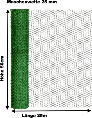 Produktbild von Hasenzaun grün 50cm x 25m Kaninchen-draht Hühner-draht 25mm Gehege-draht-zaun
