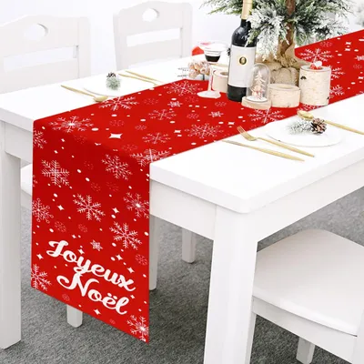 Produktbild von Tischläufer Weihnachten - Tischläufer Baumwolle - Roter Tischläufer - Dekorative Tischläufer - Tischläufer für den Hausgebrauch - Weihnachtsdekoration für den Tisch - Weihnachts-Tischdecke