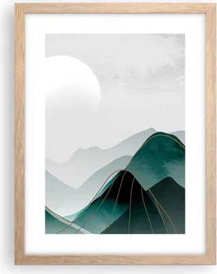 Produktbild von Gerahmtes Poster - Rahmen in heller Eiche - Abstraktion Berge Stück - 30x40 cm - Wand Bild - Wanddeko - Wandbilder - Kunstposter - Wandposter - Bilderrahmen - Bilder - Kunstdruck - P2NPA30x40-4911