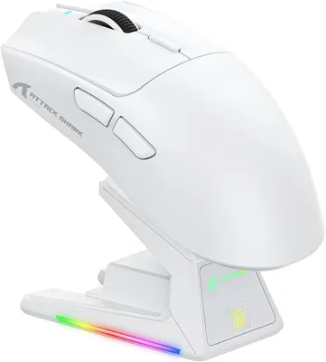 Produktbild von ATTACK SHARK X1 Gaming Mouse with Touchpad RGB Charging Dock, PixArt PAW3395PRO Gaming Sensor, BT/2.4G Wireless/Wired Gaming Mouse, 40000 DPI, 53g