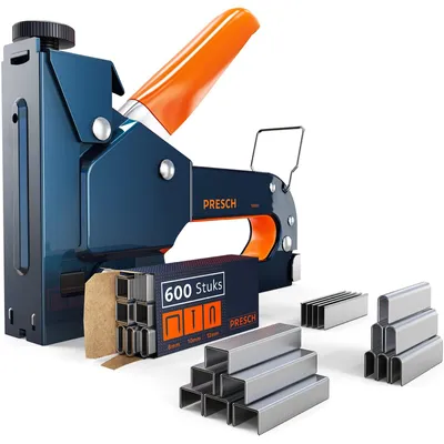 Obrázek produktu pro Sponkovačka ruční sponkovací sada 600 kusů - Kov - 3v1 sponkovačka typu 53 F - Pro dřevo a čalounění