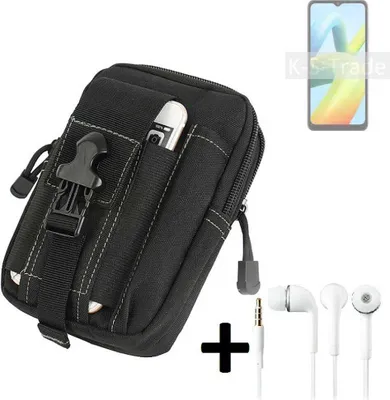 Produktbild von K-S-Trade Gürteltache + Kopfhörer kompatibel mit Xiaomi Redmi A1+ Gürtel Tasche Holster Schutz Hülle Handy Hülle  schwarz inkl. Extrafächer