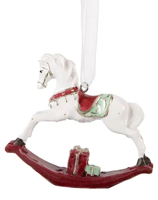 Productafbeelding van Clayre & Eef kerstornament, schommelpaard, 9x2x10 cm, wit, kunststof