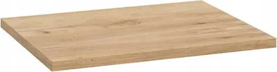 A wooden countertop or shelf is shown against a white background.