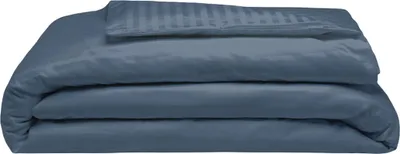 Produktbild von Belledorm Satin-Bettwäsche-Set, gestreift, Fadenzahl 540 BM194 (Einzelbett) (Marineblau)