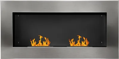 Image de HOMCOM Cheminée bioéthanol Murale encastrable brûleur 2 x 0,9 L, environ 3 h de durée de combustion 110L x 14l x 54H cm Couverture 25-30 m² Acier inox