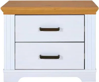 Produktbild von Inter Link Maluno Nachtkommode Massivholz Kiefer Weiß/Oak Colori
