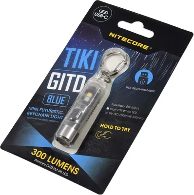 Produktbild von Nitecore TIKI GITD Taschenlampe - Glow in the Dark Blau mit USB-C