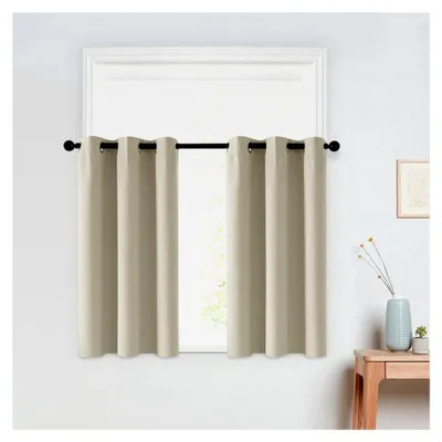 Produktbild von 2er-Set Kurze Vorhänge Scheibengardine Bistrogardine für Fenster, Beige, 85x115cm